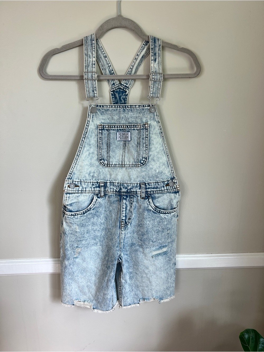 Levi's Light Wash Denim Short Overalls
